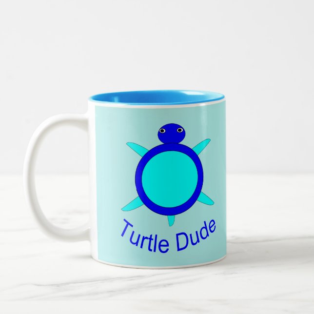 Bright Blue Turtle Dude Mug (Left)