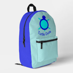Bright Blue Turtle Dude Printed Backpack