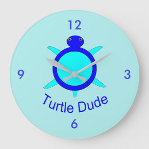 Bright Blue Turtle Dude Wall Clock