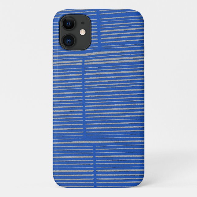 Bright Blue Unique Modern Stripe Pattern Cool Case-Mate iPhone Case (Back)