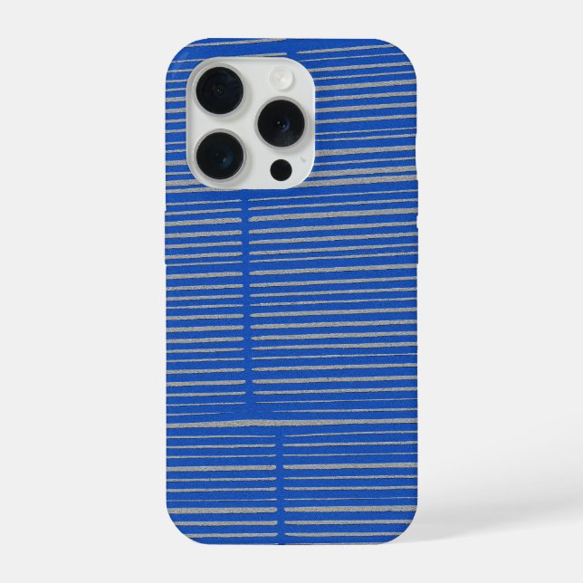 Bright Blue Unique Modern Stripe Pattern Cool iPhone Case (Back)