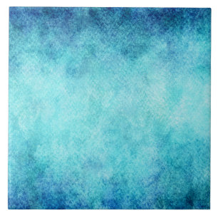 Bright Blue Watercolor Personalised Background Tile