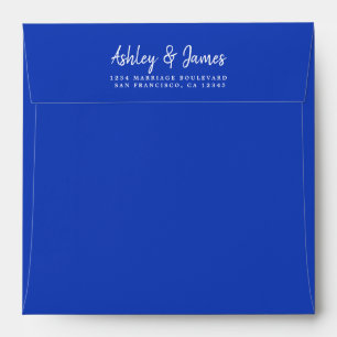 Bright Blue Wedding Return Address Envelope