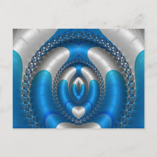 Bright!~  Blue White 3D Fractal Design ~  Postcard