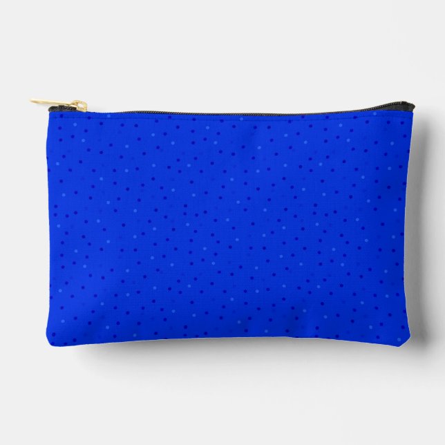 Bright blue with small polka dots. accessory pouch (Front)