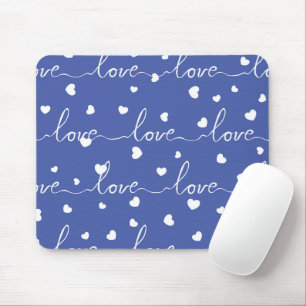BRIGHT BLUE WITH WHITE SCRIPT LOVE MOUSE MAT