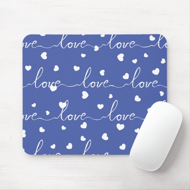 BRIGHT BLUE WITH WHITE SCRIPT LOVE MOUSE MAT (With Mouse)