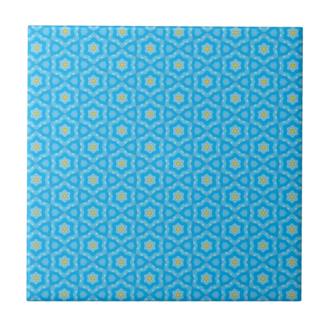 Bright Blue with Yellow Pattern Tile (Front)
