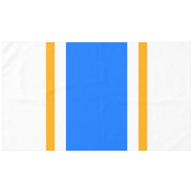 Bright Blue Yellow White Summer Racing Stripes Tablecloth (Front (Horizontal))