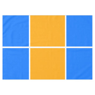 Bright Blue Yellow White Windowpane Racing Stripes Tablecloth