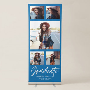 Bright bluemulti photo typography graduation retractable banner