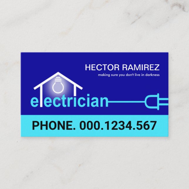 Bright Blues Electrician Wiring Business Card (Front)