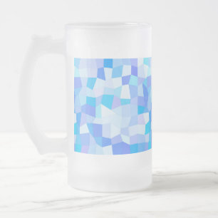 Bright Blues Mosaic Frosted Glass Beer Mug