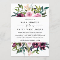 BRIGHT BLUSH BURGUNDY FLORAL BUNCH BABY SHOWER