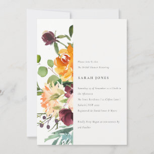 Bright Blush Yellow Orange Floral Bridal Shower Invitation