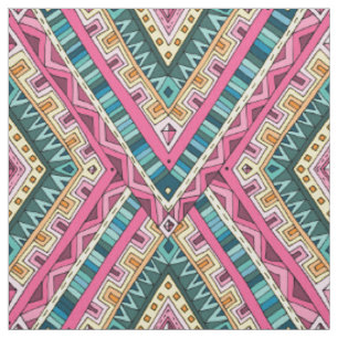 Bright Boho Colourful abstract tribal pattern Fabric