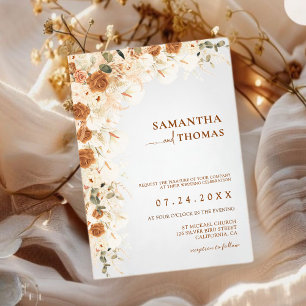 Bright Boho Fall Roses & Calla Lily Wedding Invitation