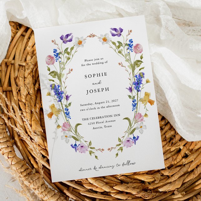 Bright Boho Floral Wreath | Wedding Invitation (Creator Uploaded)