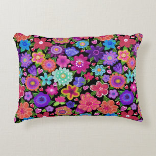 Bright Boho Flowers Pattern Decorative Cushion
