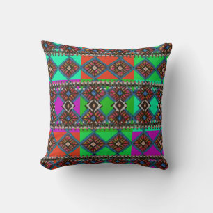 Bright Boho Patchwork   Mud Cloth Inspired Cushion