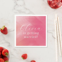Bright Boho Pink Ombre Cursive Name Bridal Shower