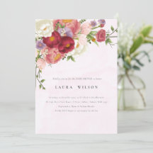 Bright Boho Red Pink white Flowers Baby Shower 