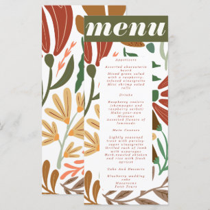 Bright Boho Terracotta Abstract Floral Wedding Menu