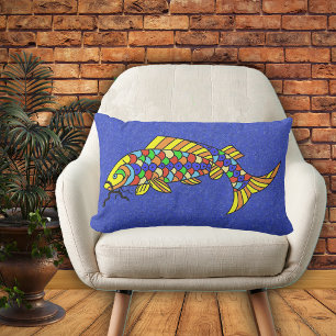 Bright Bold Abstract Colourful Pop Art Fish Outdoor Cushion
