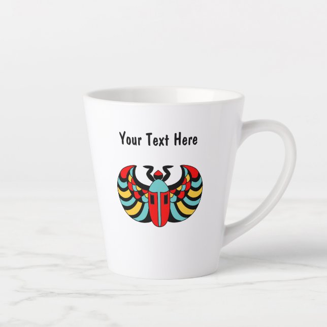 Bright Bold Abstract Scarab Beetle Red Blue Yellow Latte Mug (Right)