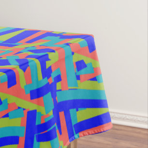Bright Bold Blue Green Coral Abstract Patches Tablecloth