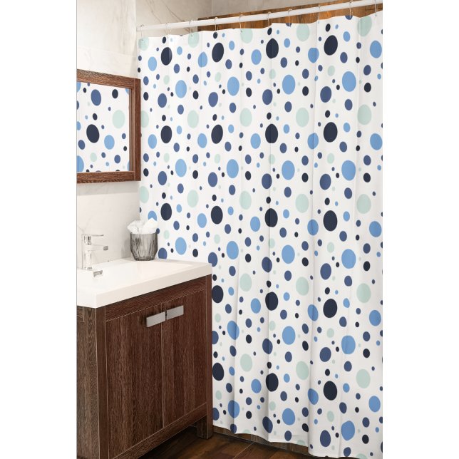 Bright bold blue polka dot shower curtain (Creator Uploaded)