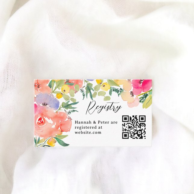 Bright bold boho garden floral bridal registry enclosure card (Bright bold boho garden floral bridal registry enclosure card)