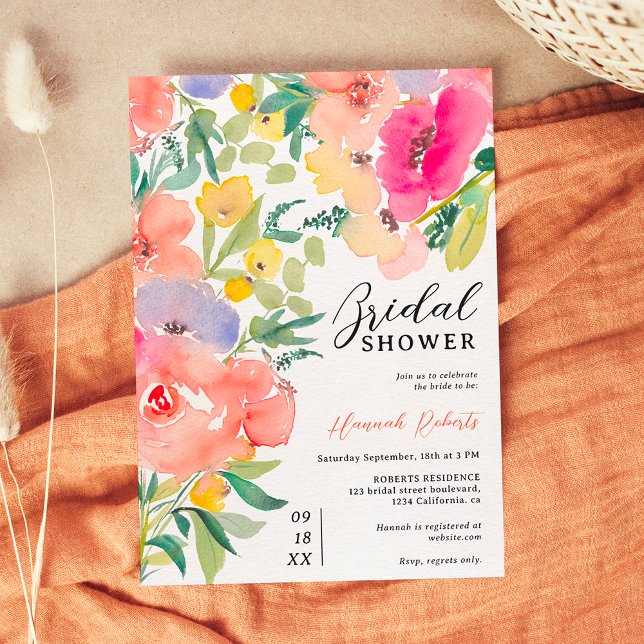 Bright bold boho garden floral bridal shower invitation (Bright bold boho garden floral bridal shower invitation)