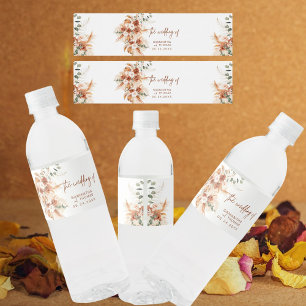 Bright Bold Boho Terracotta Wedding  Water Bottle Label