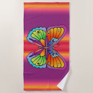 Bright Bold Colourful Butterfly Beach Towel