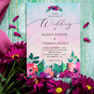 Bright & Bold Colourful Floral Invitation
