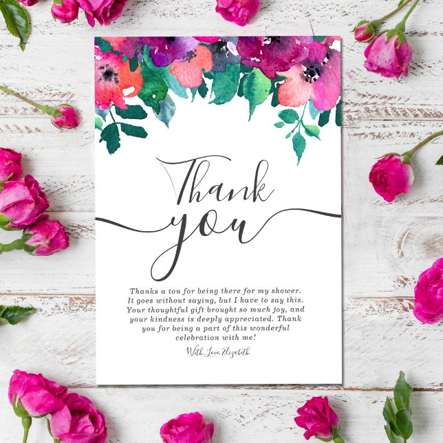 Bright & Bold Colourful Florals bridal shower than Invitation ("Bold colors and beautiful blooms – the perfect way to express your gratitude #thankyoucard #rustic)