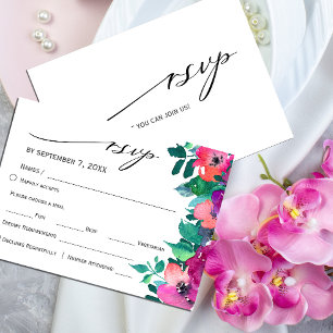 Bright & Bold Colourful Florals RSVP Card