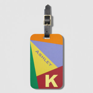 Bright Bold Colourful Geometric Modern Personalise Luggage Tag