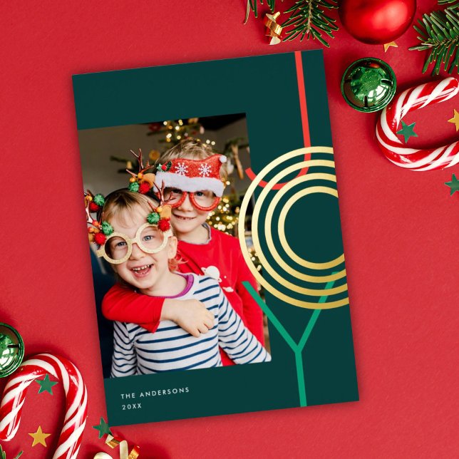 Bright Bold Colourful JOY Holiday Photo Gold Foil  (Creator Uploaded)