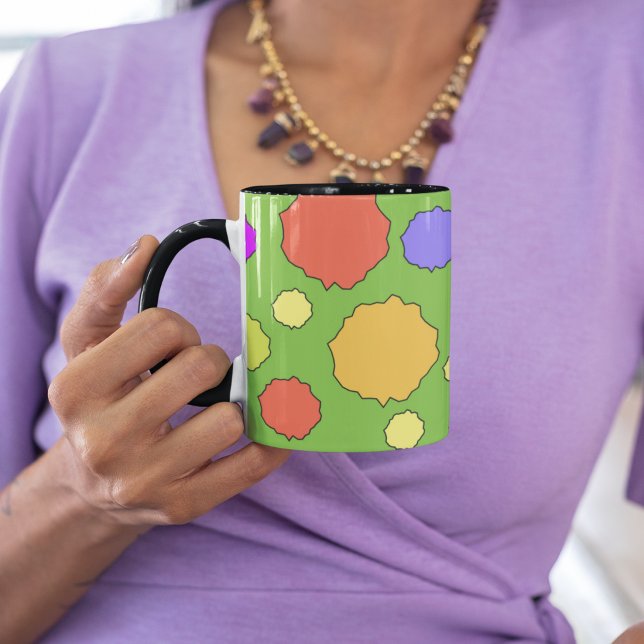 Bright bold colourful polka dot pattern Two-Tone coffee mug (Creator Uploaded)