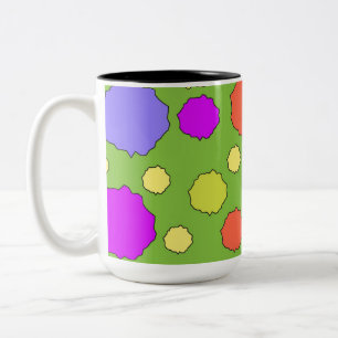 Bright bold colourful polka dot pattern Two-Tone coffee mug