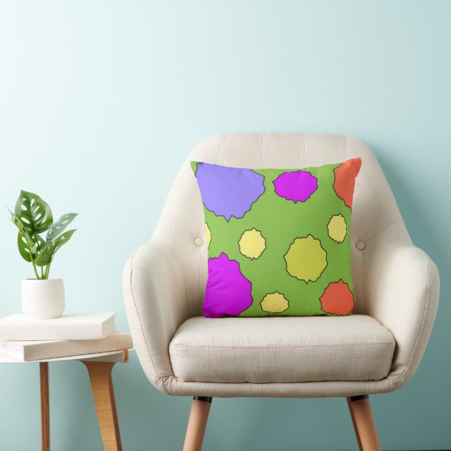 Bright bold colourful polka dot pillow (Chair)