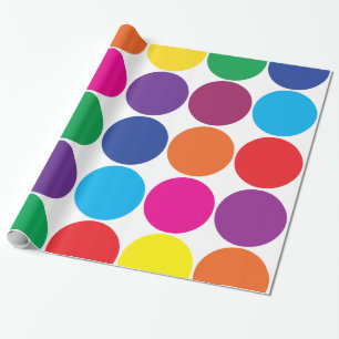 Bright Bold Colourful Rainbow Circles Polka Dots Wrapping Paper