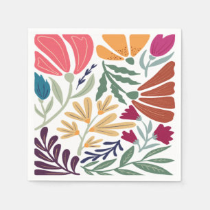 Bright Bold Colourful Retro Abstract Floral Weddin Napkin