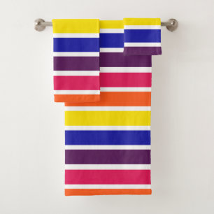 Bright Bold Colourful Stripes Bath Towel Set