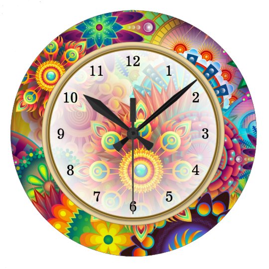 Bright Bold Colours Arabic Numbers Large Clock Zazzle.co.uk
