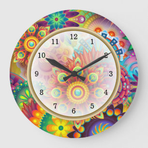 Bright Bold Colours Arabic Numbers Large Clock