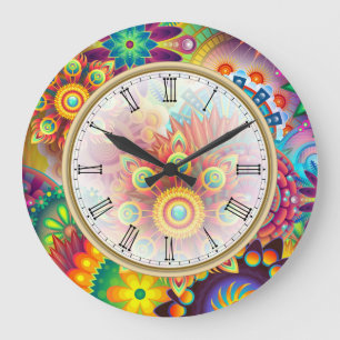 Bright Bold Colours Roman Numerals Large Clock