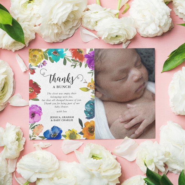 Bright & Bold Floral Baby Shower Thank You Card (Creator Uploaded)